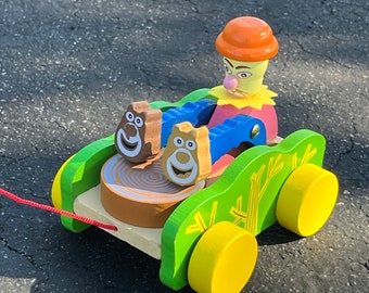 Toddler Pull-Along Toy/Joker Drums Toy/Wooden Child Safe Toy