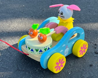 Toddler Pull-Along Toy/Bunny Toy/Wooden Child Safe Toy/Easter Bunny