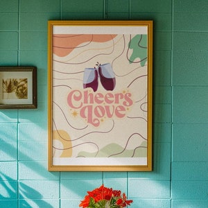 Proost print, digitaal Cheers Love, Proost teken print, barwagen wanddecoratie, proost kunst aan de muur, accessoires barwagen