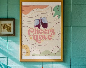Stampa Cheers Love, decorazione per carrello bar (download digitale)