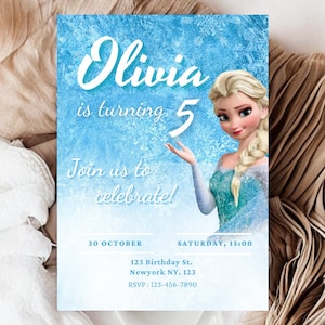 Frozen Birthday Invitation Frozen Invitation Princess Elsa Anna Party Invitation Girl Frozen Birthday Invite Theme EDITABLE Digital Instant