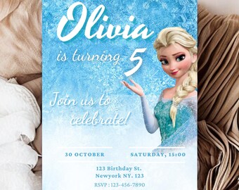 Invito di compleanno Frozen / Festa a tema Elsa e Anna (digitale modificabile)
