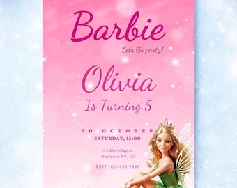 Invito di compleanno Barbie - Festa di trucco per bambine, giornata alla spa (download digitale)