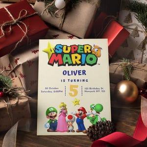 マリオ招待、スーパーマリオ誕生日、スーパーマリオ招待状、マリオブラザーズ即時ダウンロード編集可能な男の子マリオブラザーズ誕生日招待