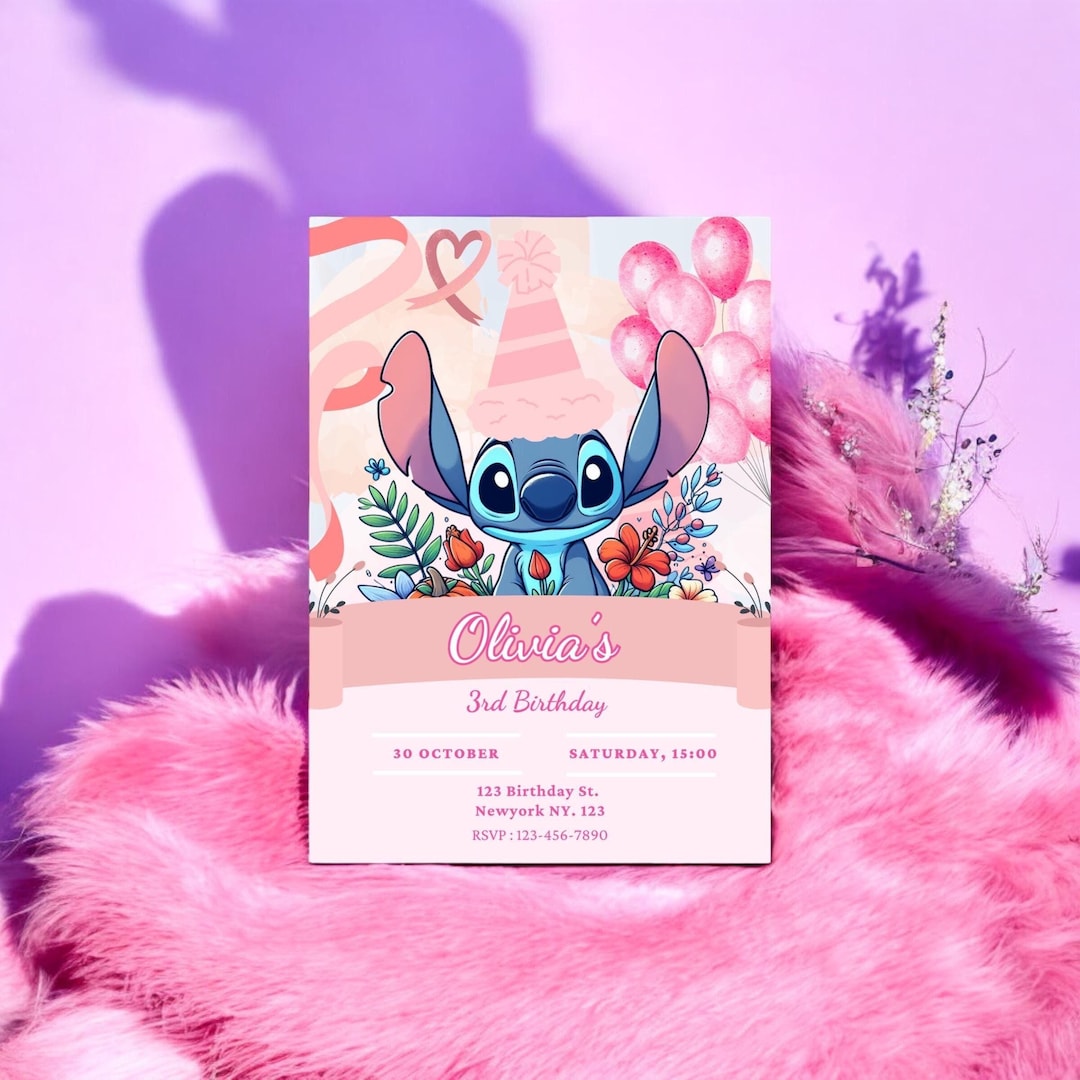 Editable Stitch Birthday Invitation Template - Perfect Iconic Themed ...