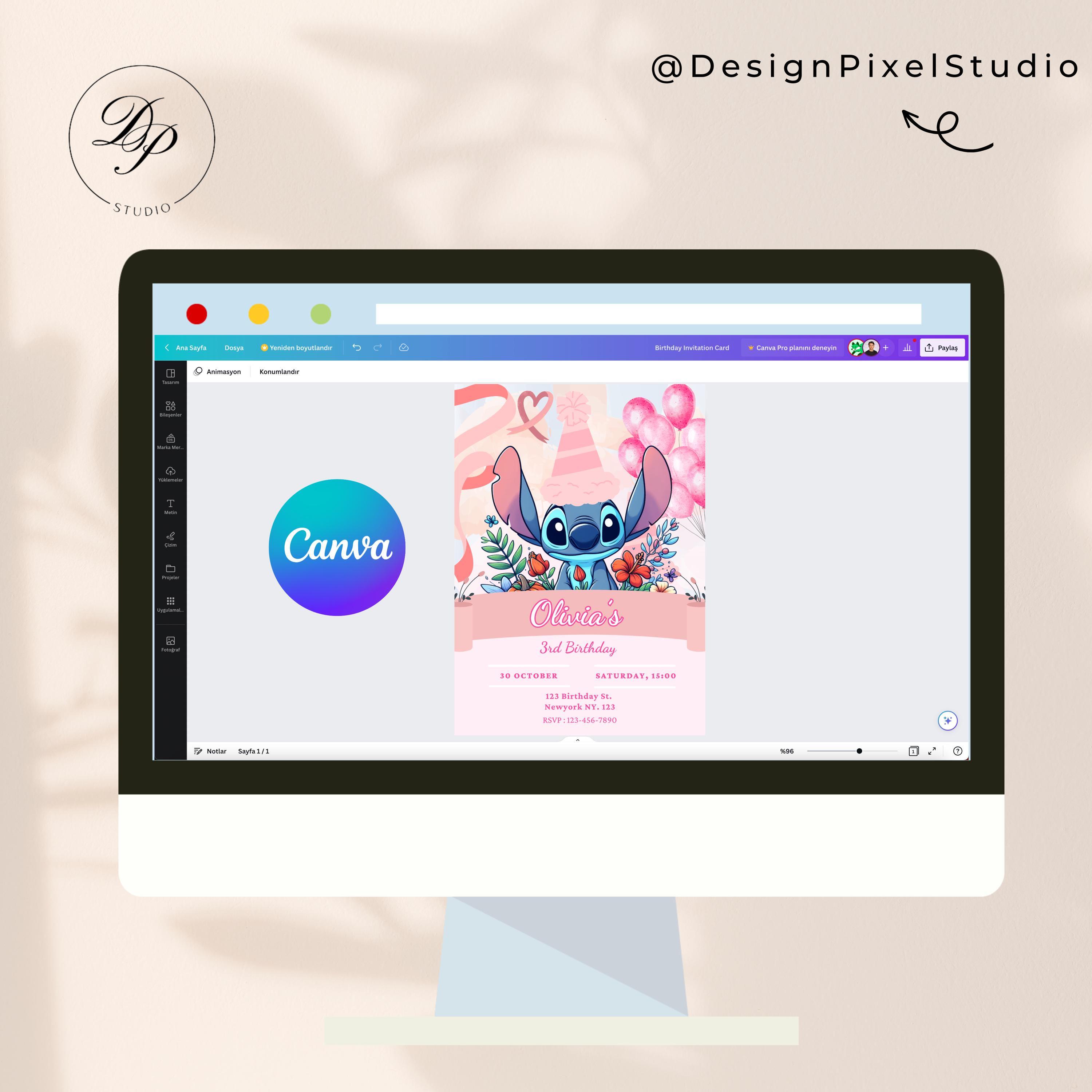 Editable Stitch Birthday Invitation Template - Perfect Iconic Themed ...