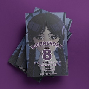 Editable Wednesday Birthday Invitation Template, Printable Wednesday Addams Birthday Party Invitation, Digital Kid Invite, Instant Download