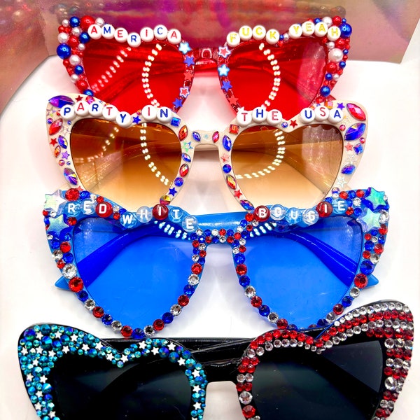 Bedazzled FOURTH of July / MEMORIAL Day / LABOR Day / America -  Glasses / Sunglasses