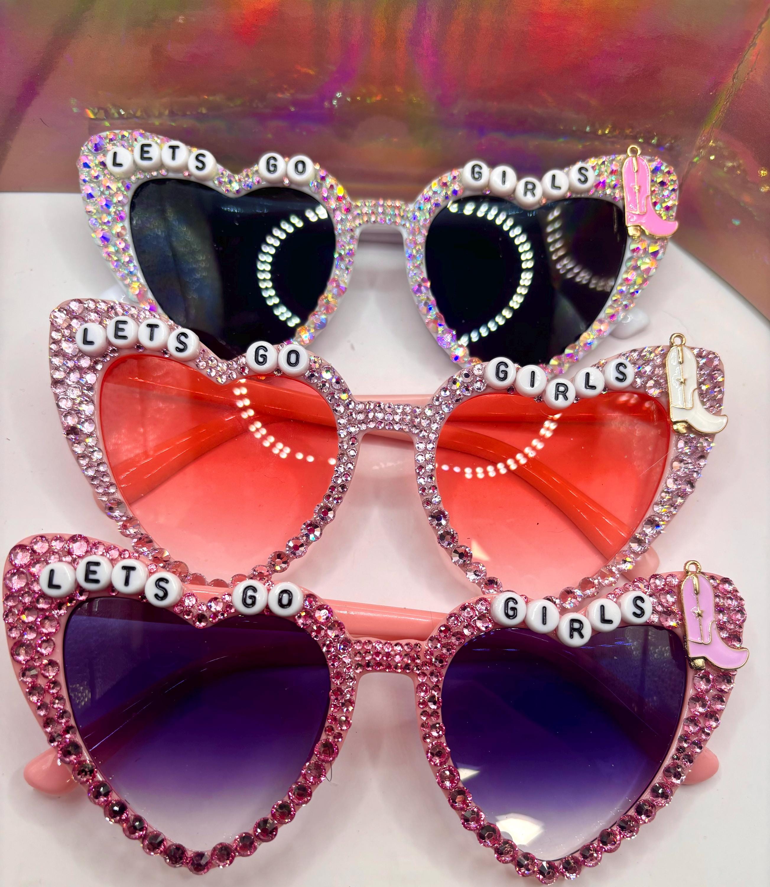 Bedazzled Bachelorette/Concert Glasses Sunglasses lets go girls lets go girls sunnies sunglasses bachelorette sunglasses concert sunglasses