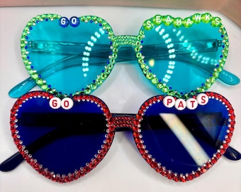 Super Bowl LX Bedazzled Sunglasses – Seahawks vs Patriots