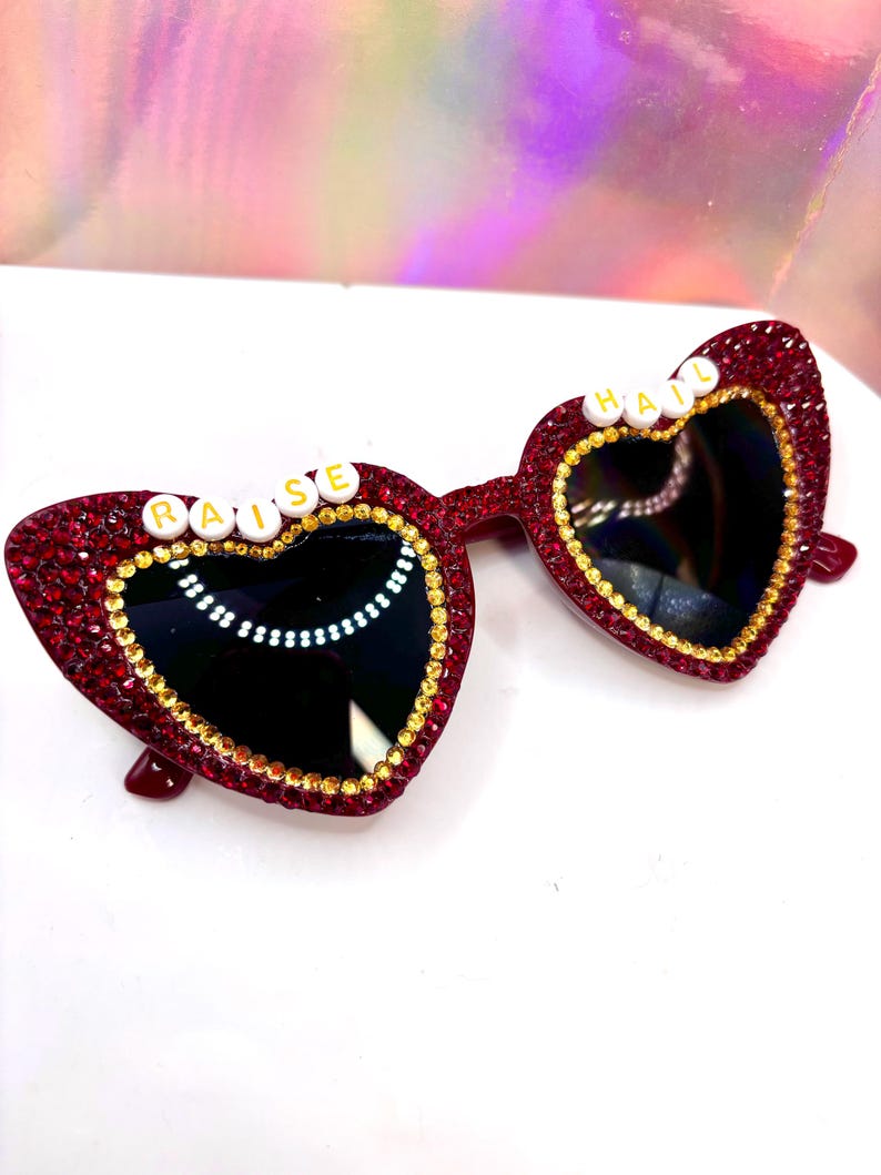 Commanders Rhinestone Heart Sunglasses – Maroon & Gold NFL Glasses - Etsy