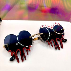 CUSTOMIZABLE CONCERT BADAZZLED Drip Sunglasses Black