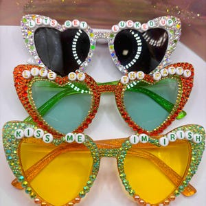 Bedazzled Saint Patricks Glasses st patricks day saint pattys day kiss me I’m Irish glasses st pattys day sunglasses st pattys day accessory