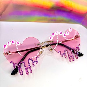 CUSTOMIZABLE CONCERT BADAZZLED Drip Sunglasses Pink