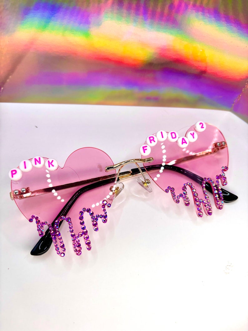 CUSTOMIZABLE CONCERT BADAZZLED Drip Sunglasses Pink