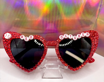 Phillies Rhinestone Heart Sunglasses – Red October MLB Glasses