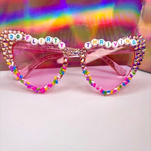 BEDAZZLED BIRTHDAY GLASSES - 30 Flirty and Thriving