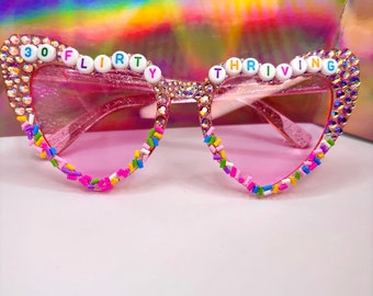 BEDAZZLED BIRTHDAY GLASSES - 30 Flirty and Thriving