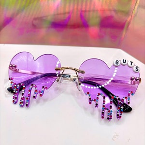 CUSTOMIZABLE CONCERT BADAZZLED Drip Sunglasses Light Purple