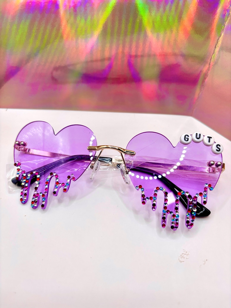 CUSTOMIZABLE CONCERT BADAZZLED Drip Sunglasses Light Purple