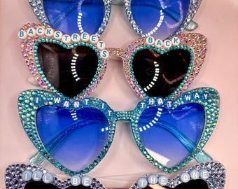 Blue Series Backstreet Boys Bedazzled Glasses- BSB backstreet boys vegas baskstreet boys concert vegas tour bedazzled sunglasses