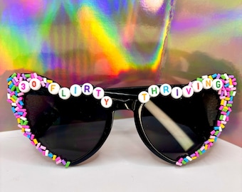 BEDAZZLED BIRTHDAY GLASSES - 30 Flirty and Thriving