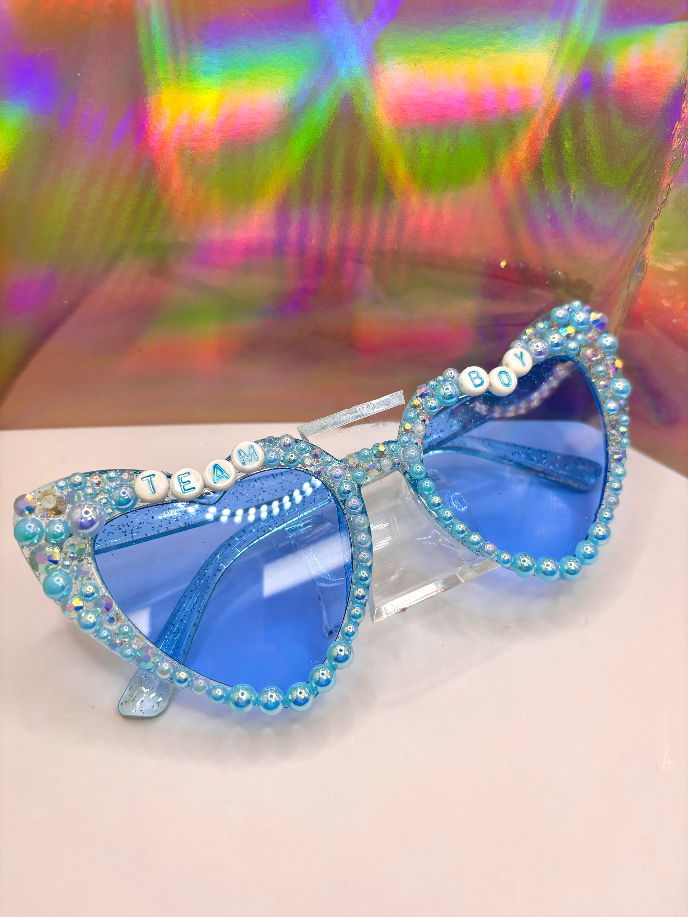 Bebe Heart-Shaped Sunglasses–SilverTone w Rhinestone Trim n Blue Lenses-(NWT) bebe Sunglasses & Sunglasses Accessories for Women for sale  main image 2