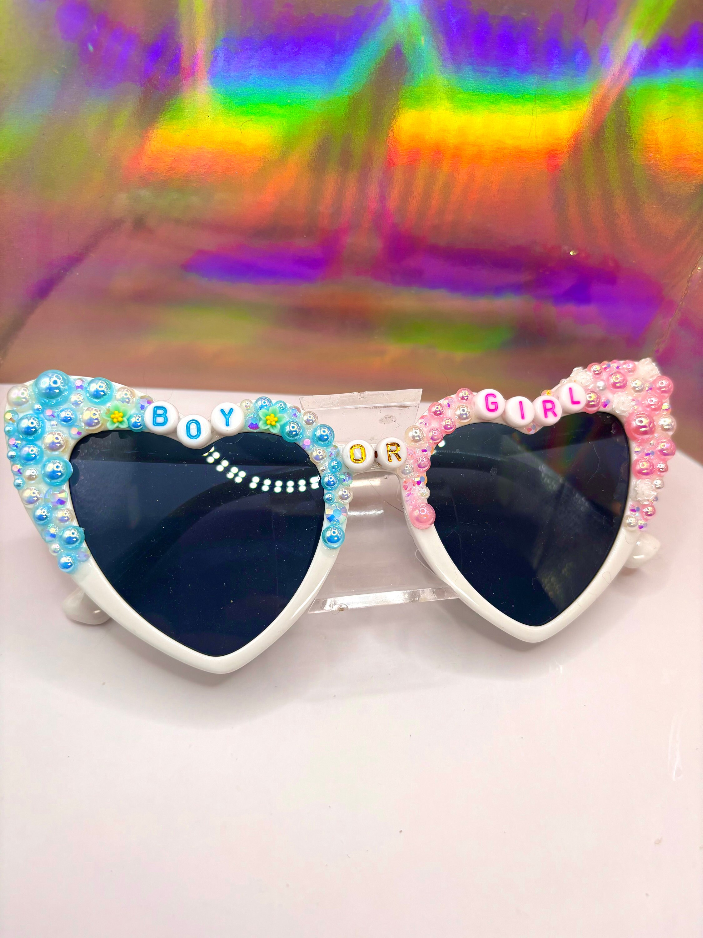 Bedazzled Heart Sunglasses – Gender Reveal, Baby Shower - Etsy