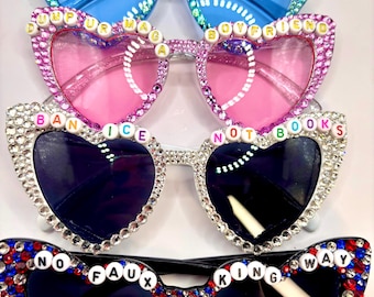 Customizable Bedazzled Heart Sunglasses – Political Protest Glasses