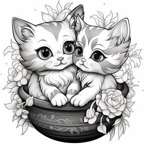 10 Cute Kitten Colouring Pages,printable PDF, Instant Download,coloring ...