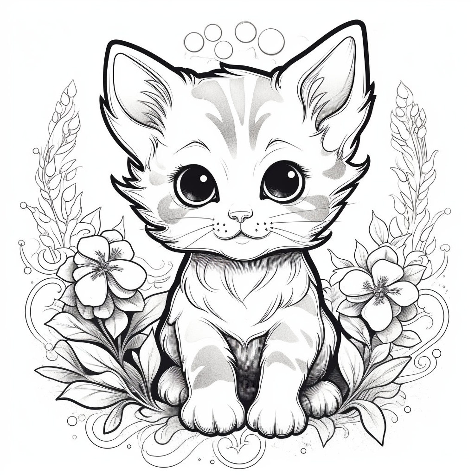 10 Cute Kitten Colouring Pages,printable PDF, Instant Download,coloring