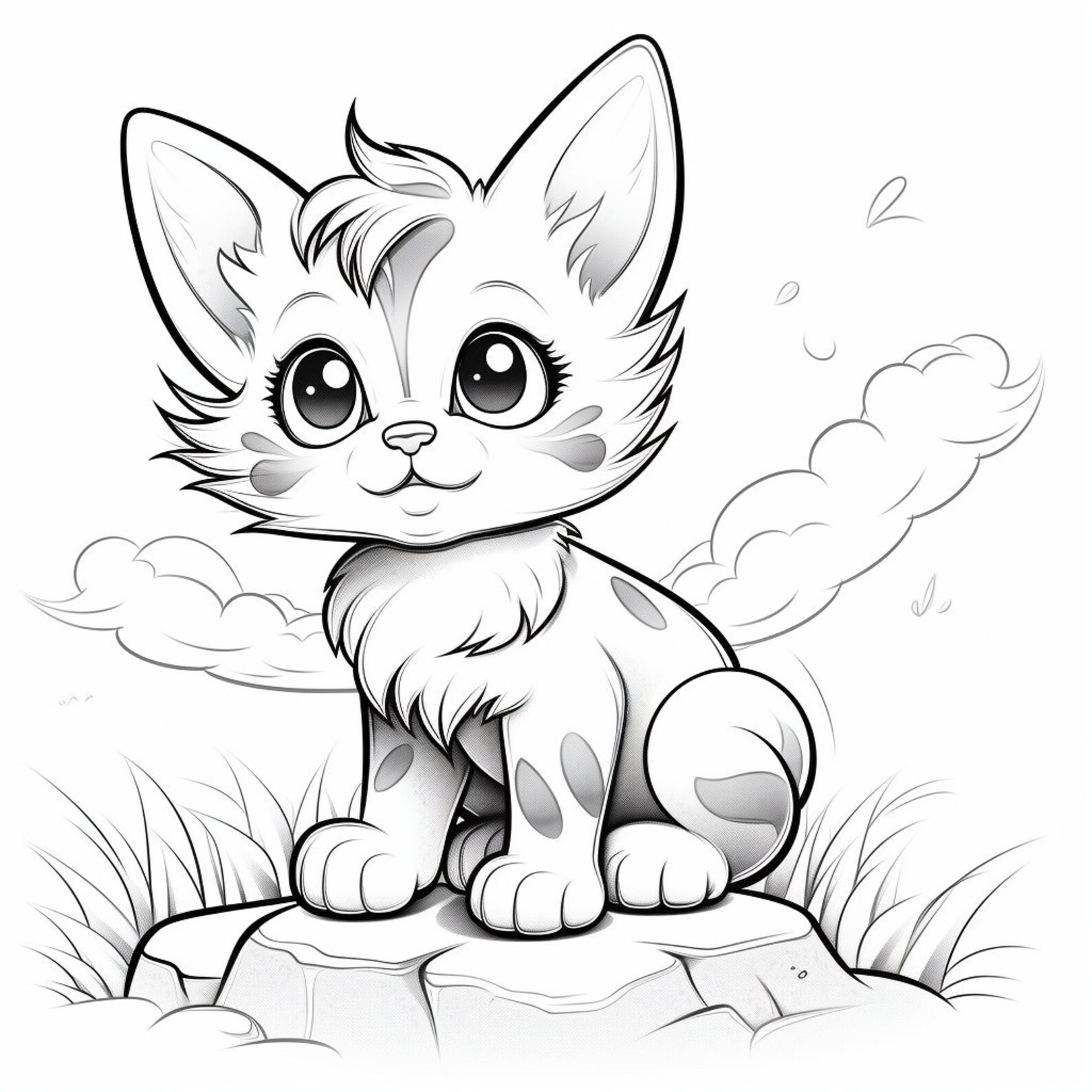 10 Cute Kitten Colouring Pages,printable PDF, Instant Download,coloring