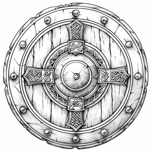 Shield Coloring Pages,instant Download,pdf File,adult-child Coloring