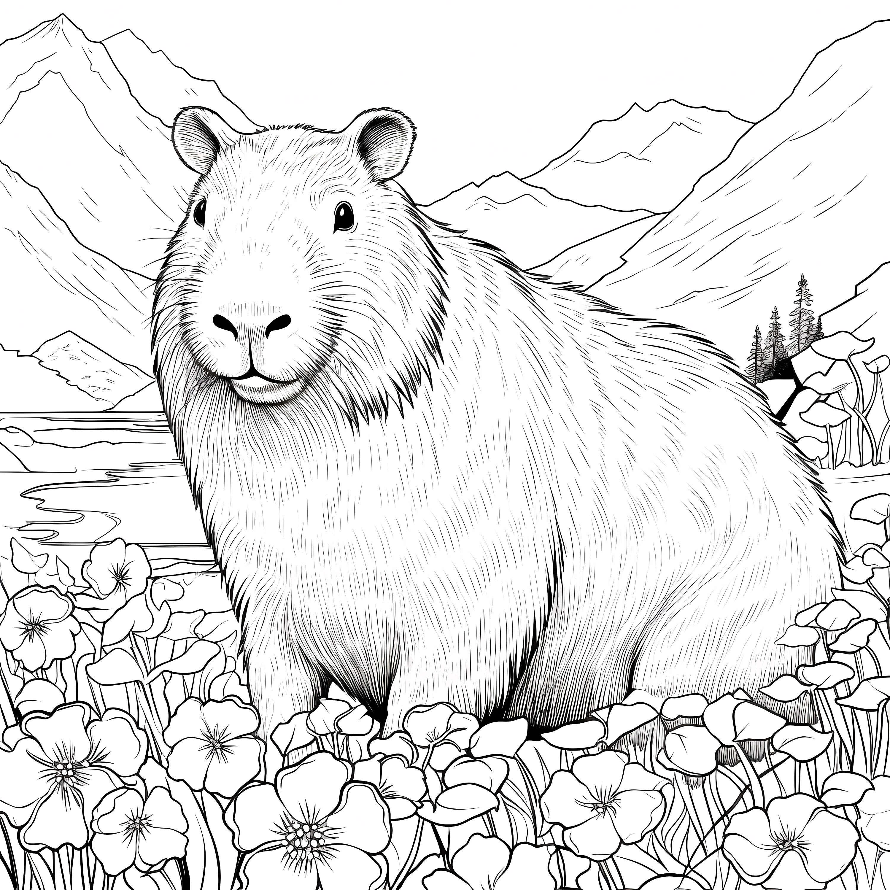 Capybara Coloring Page