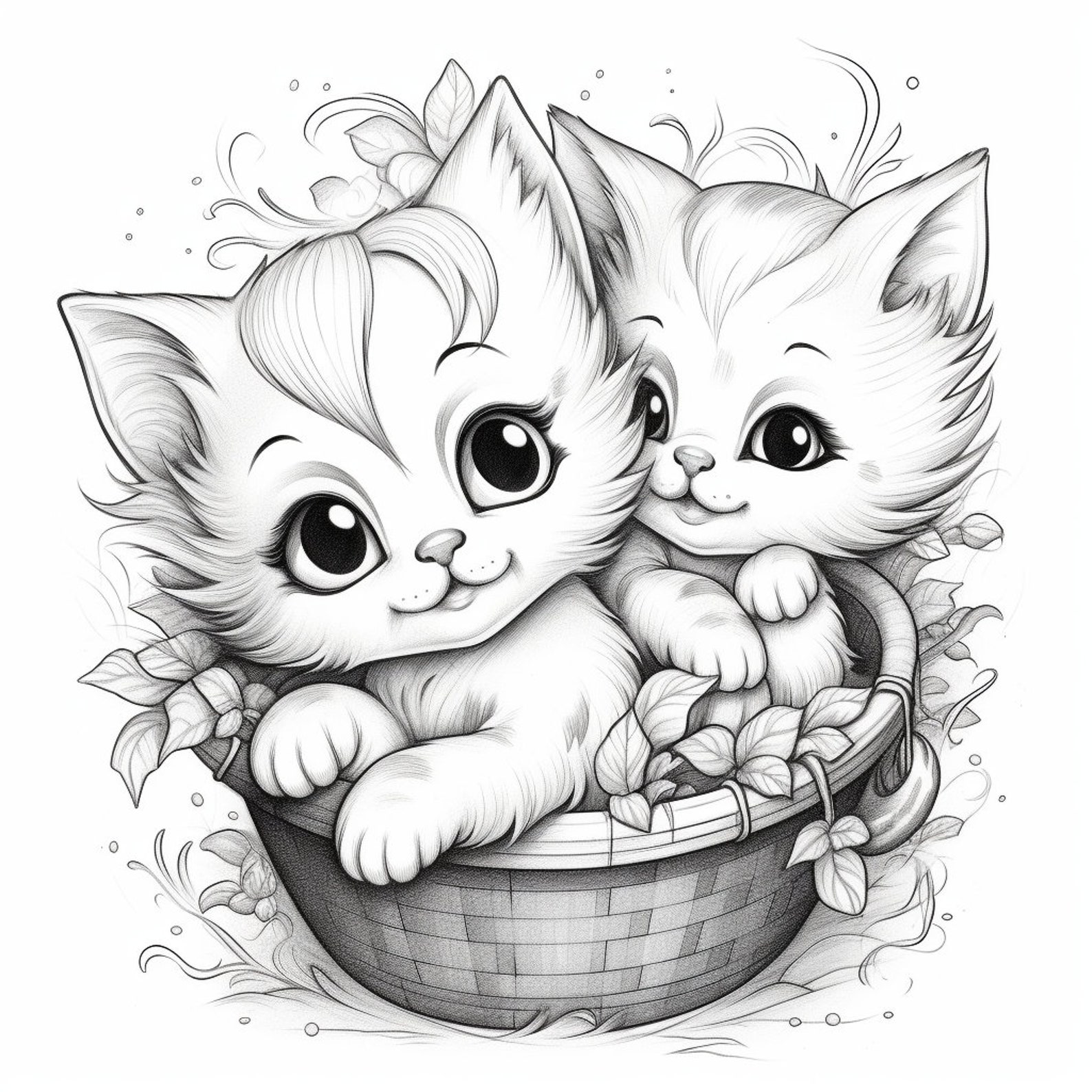 10 Cute Kitten Colouring Pages,printable PDF, Instant Download,coloring