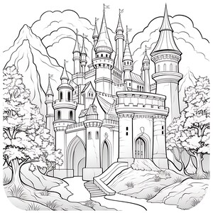 Castle Coloring Pages,10x Artwork of Castles,coloring,instant Download ...
