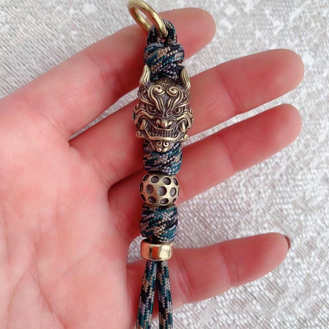 DIY Custom Hand Braided Paracord Pendant Beaded Knife Lanyard Edc Bead