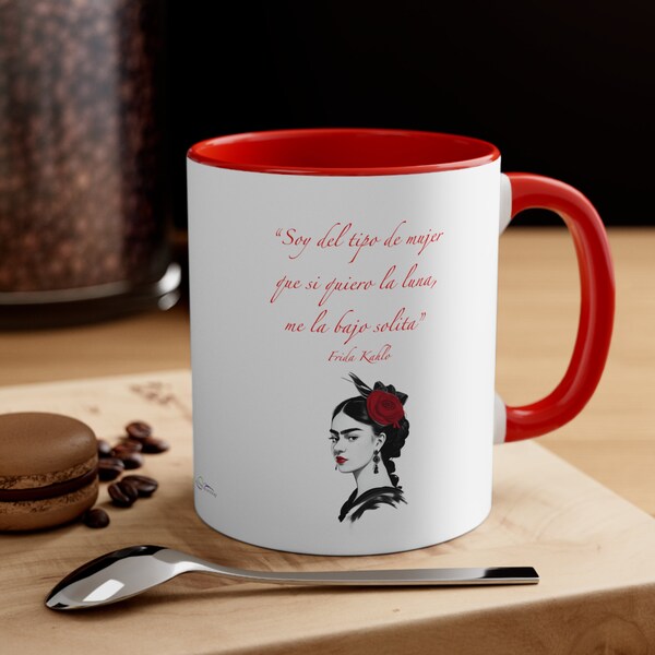 Hermosa y poderosa taza de café decorativa, con una famosa cita de Frida Kahlo, 11 oz