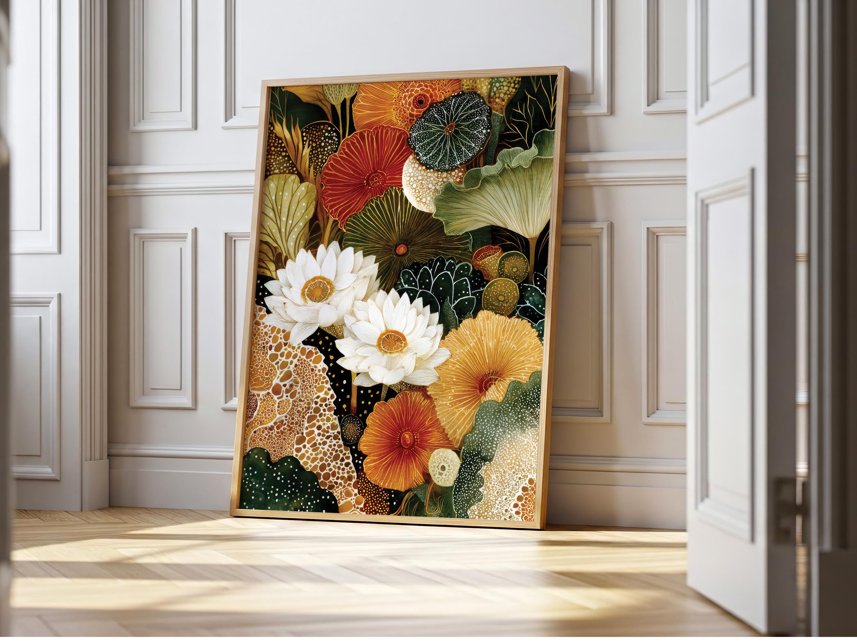 Abstract Botanical Print: Earthy Tropical Wildflower Art, Boho