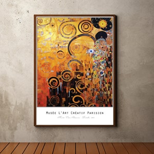 Gustav Klimt Inspired Poster, Gustav Klimt Print, Fine Art Famous Painting, Art Nouveau Vintage Wall Art Decor, Klimt Exhibition Poster
