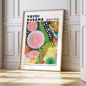Yayoi Kusama Style Art Print: Abstract Floral Polka Dot Japanese Decor