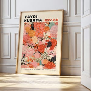 Yayoi Kusama Style Art Print: Abstract Floral Polka Dot Japanese Decor