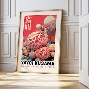 Yayoi Kusama Style Art Print: Abstract Floral Polka Dot Japanese Decor