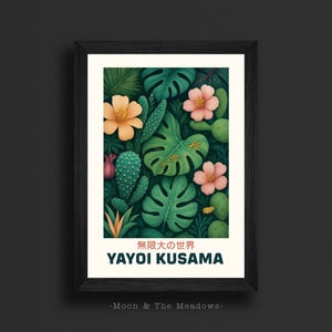 Yayoi Kusama Poster - Tropischer Kunstdruck, abstrakte Naturdekoration, Kusama inspirierte Galeriewandkunst, botanische Hauswanddekoration, Boho Kunst