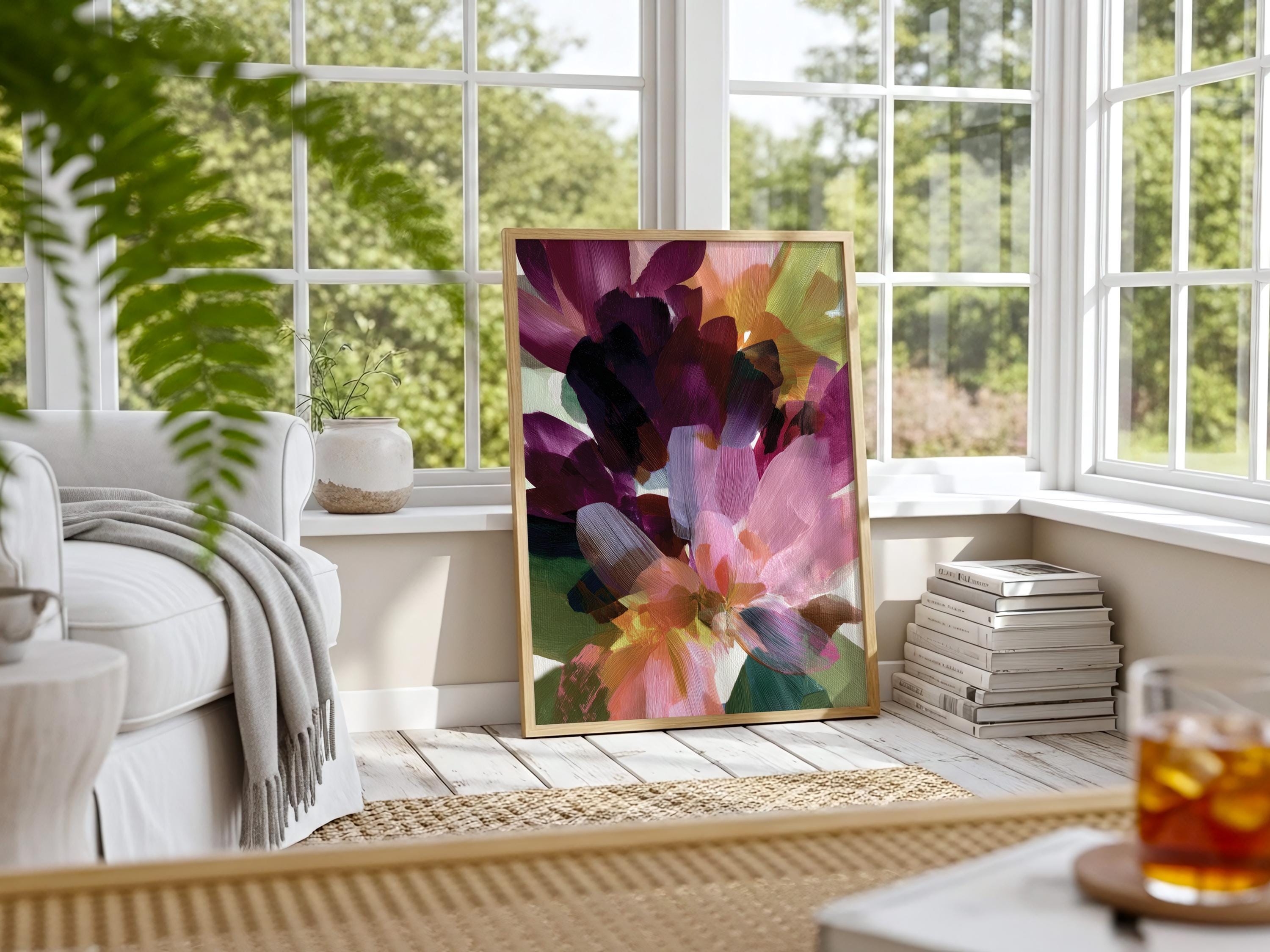 Abstract Floral Art Print - Modern Botanical Wall Decor - Etsy