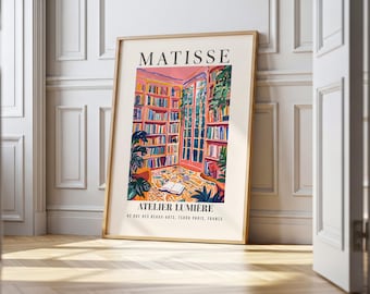 Matisse inspirierte Bibliothek Kunstdruck: Buntes Buchliebhaber Galerie Wand Dekor