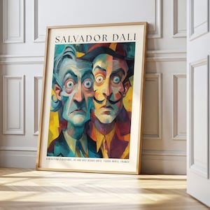 Surreal Salvador Dali Art Print – Bold Modern Wall Art, Abstract Dali Portrait, Colorful Pop Art, Exhibition Poster, Gift for Art Lovers