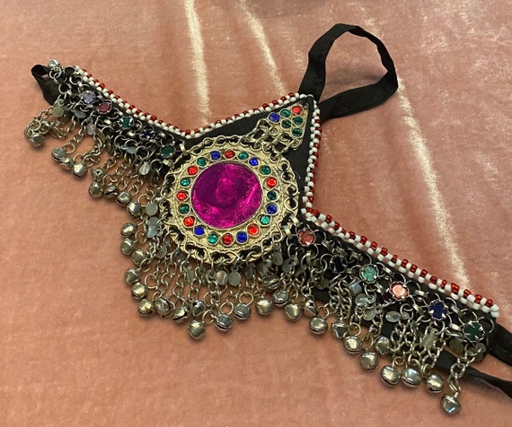 Afghan Vintage Headpiece Tikka -Afghan Purple Pen… - image 1