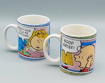 Vintage Gibson Comic Strips Charlie Brown Sally Mugs Lot of 2