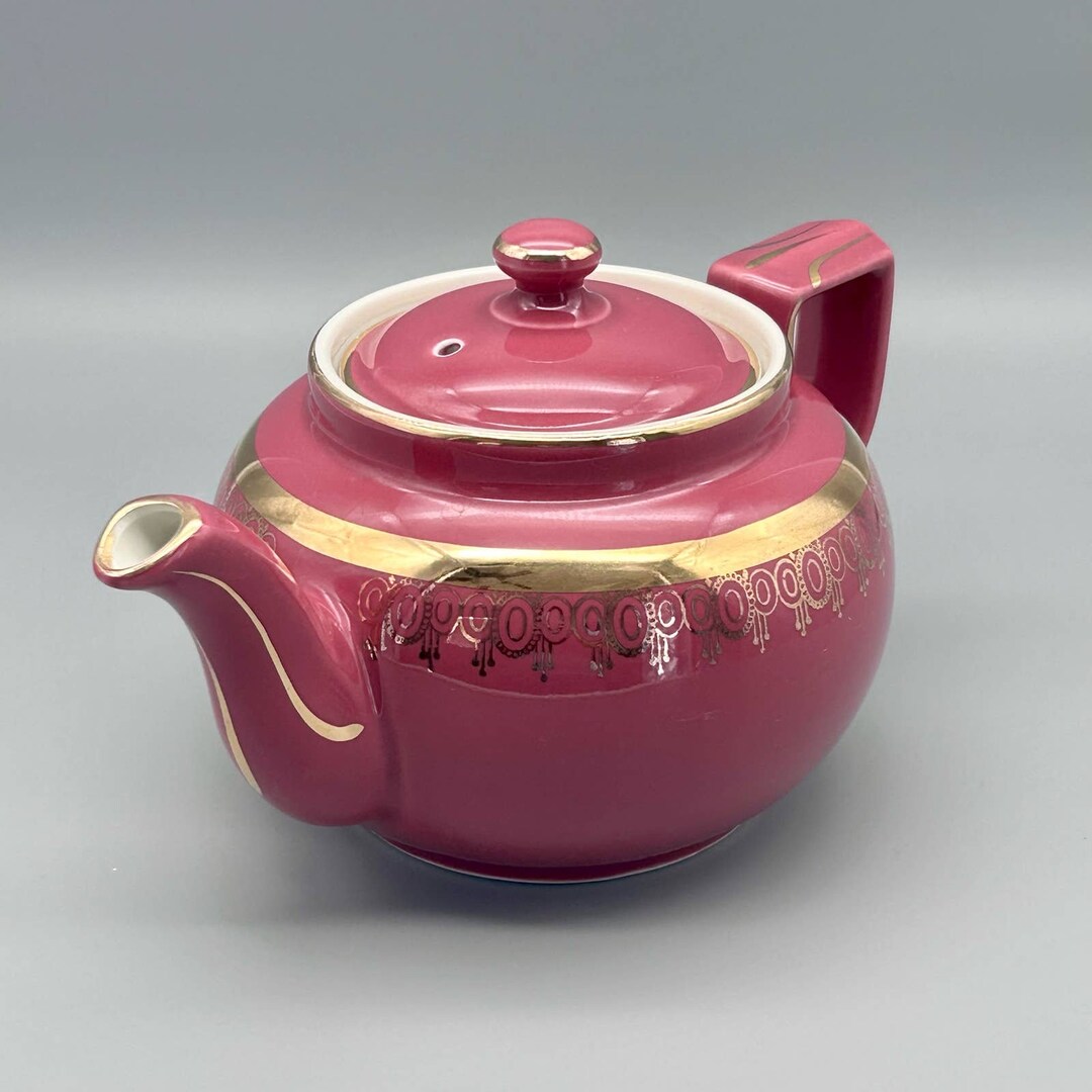 Vintage Hall Teapot in the Boston Shape Maroon 8 Cup Etsy